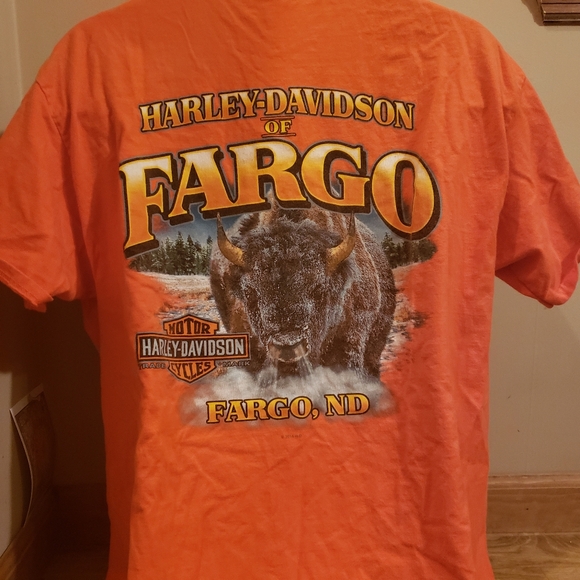 Harley-Davidson Other - Harley-Davidson Fargo ND Orange Mens   Tee 2014 - 2016 L